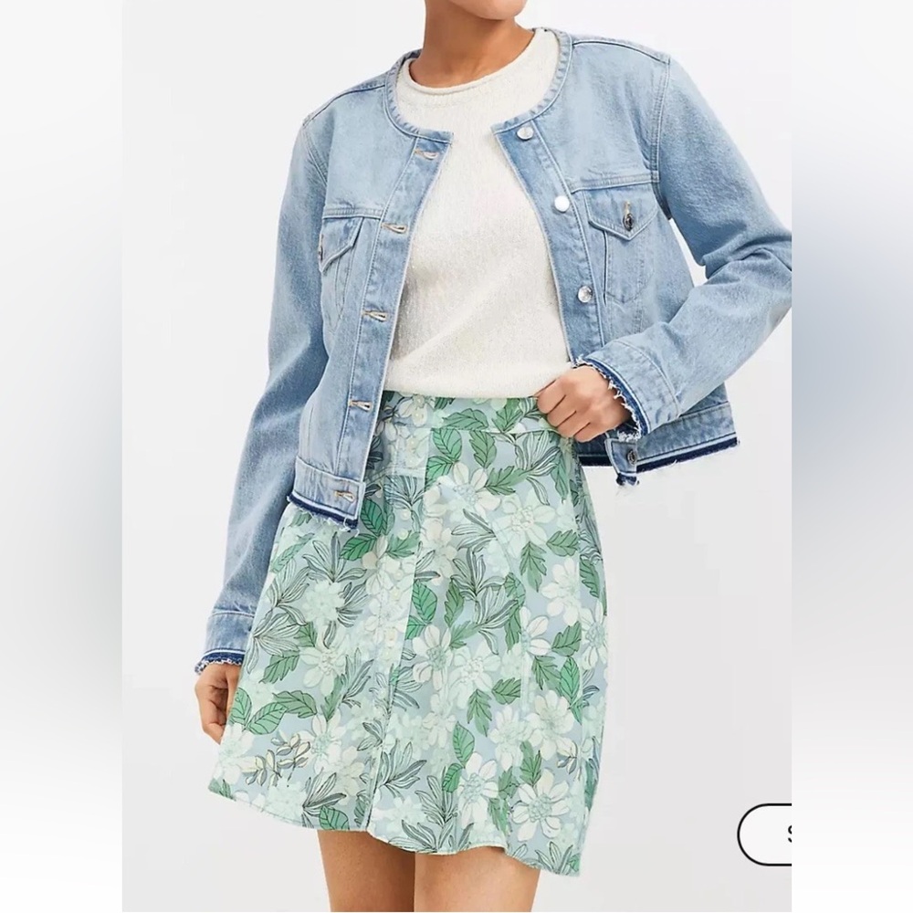 NEW LOFT Womans Sz XXL Skirt A-Line Gardenia Linen Blend Button Mini Skirt